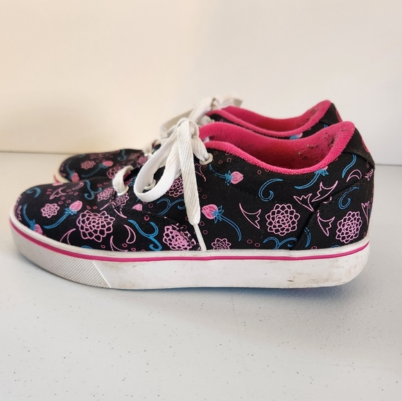 Heelys Launch Top Size Womens 7 Girls 6 Sneakers Skater Black Pink Floral - Picture 3 of 9